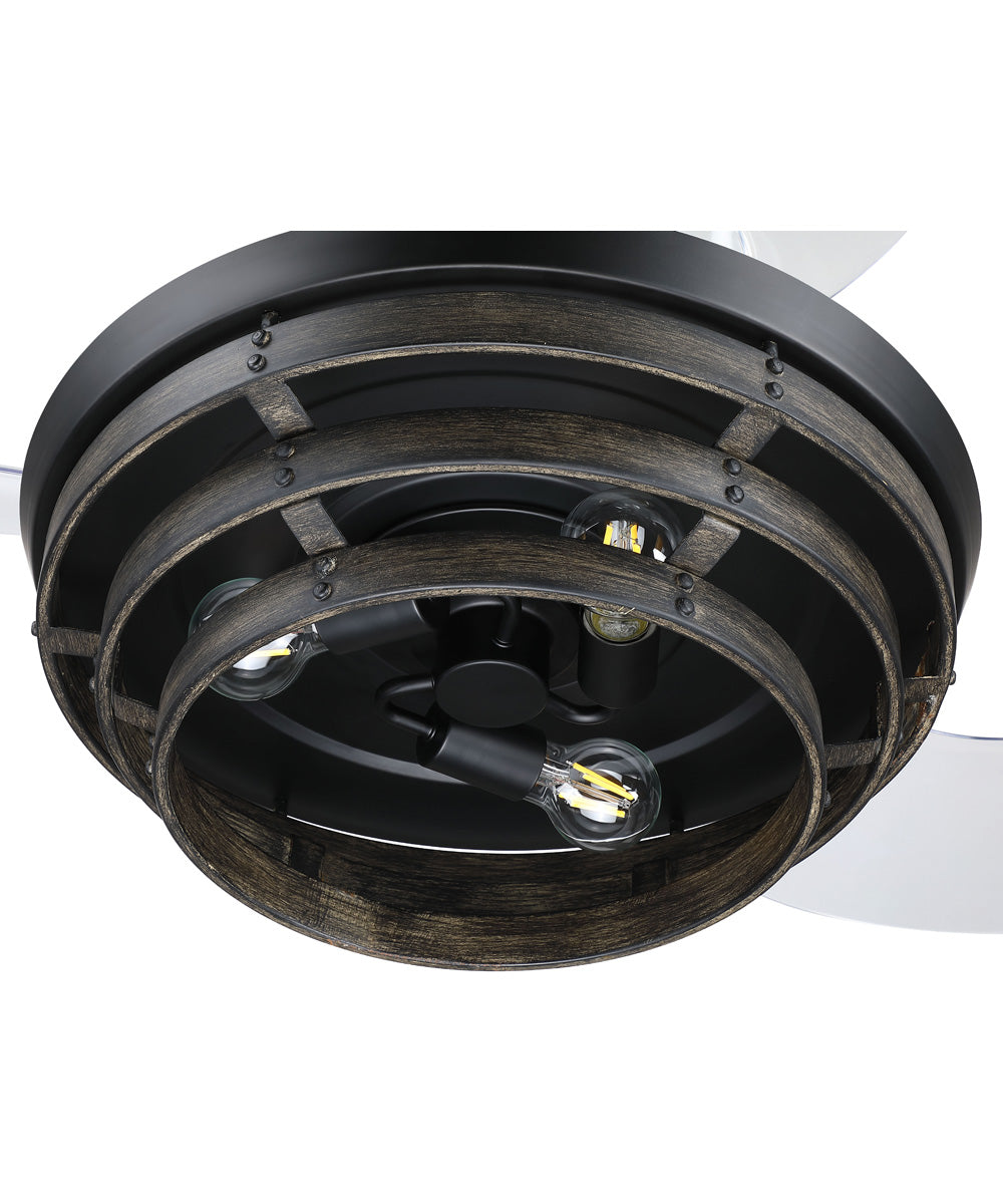 Whiskey 42 Hidden Blades 3-Light Fan Flat Black