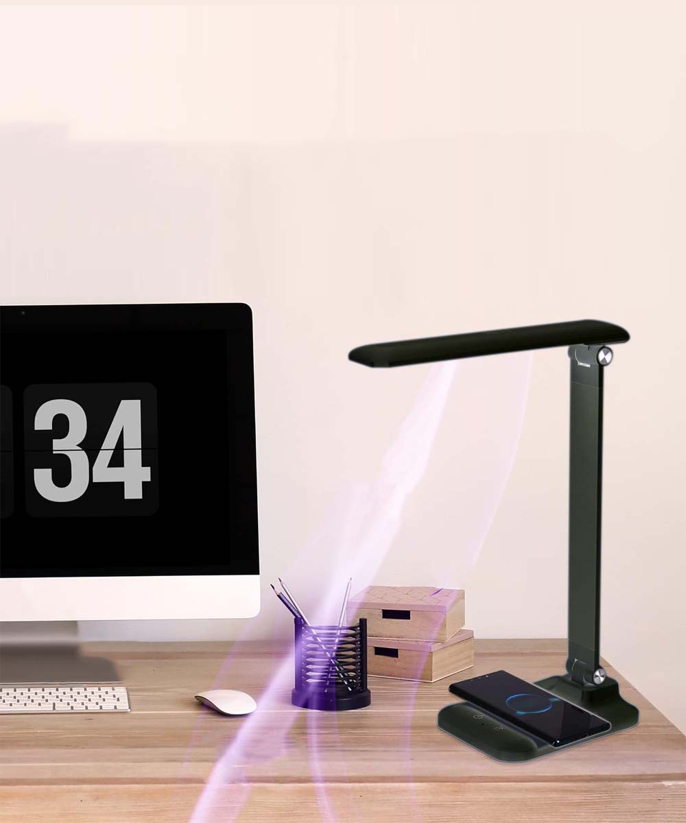 Brilli 15"H LED Desk Lamp (Set of 2) Matte Black Finish with Wireless Charging