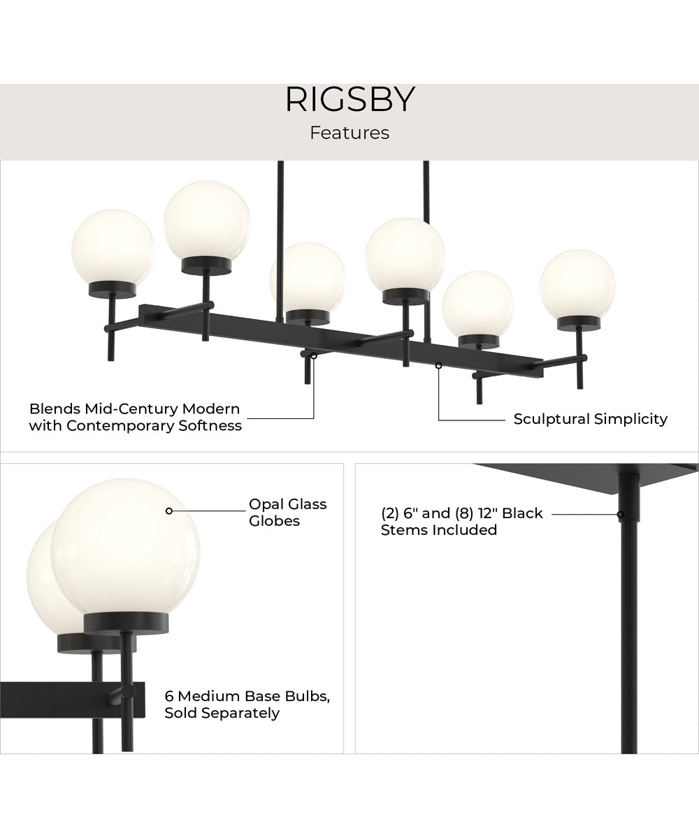Rigsby 6-Light Linear Chandelier Matte Black