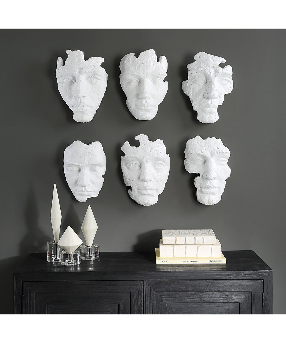 Self-Portrait White Mask Wall Decor, Set of 6