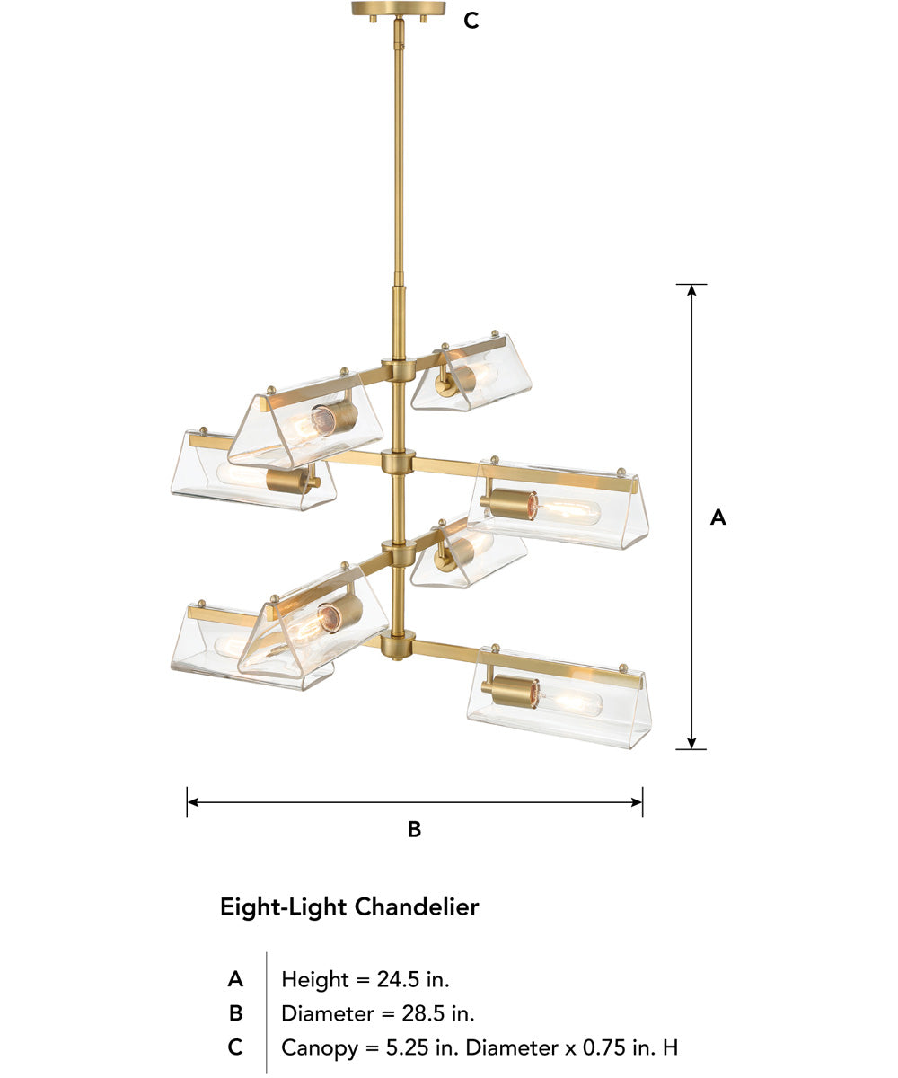 Latitude 8 Light Chandelier  Brushed Gold