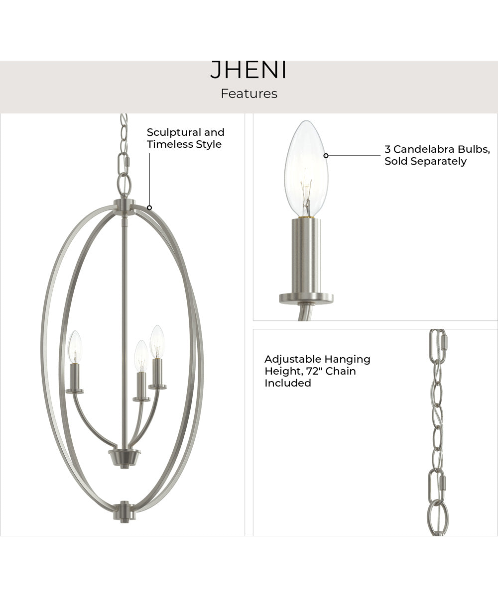 Jheni 3-Light Foyer Pendant Brushed Nickel