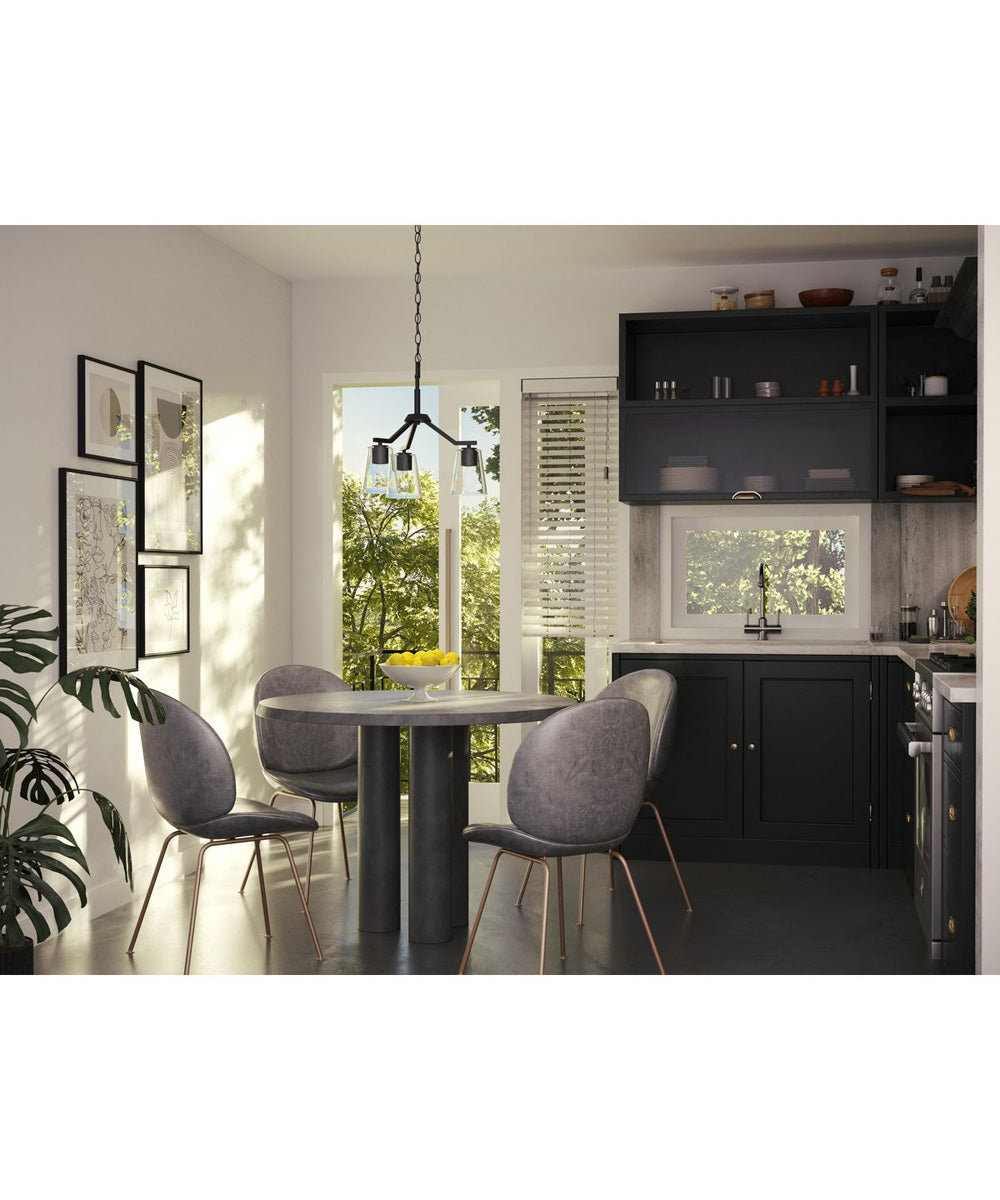 Vertex 3-Light Clear Glass Convertible Chandelier Matte Black