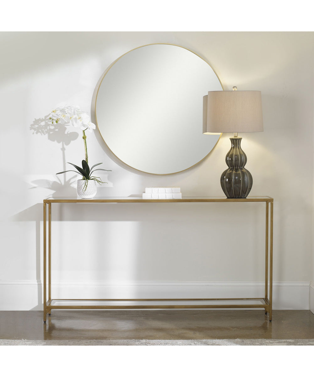 Console Table with Mirrored Shelves in Warm Gold
