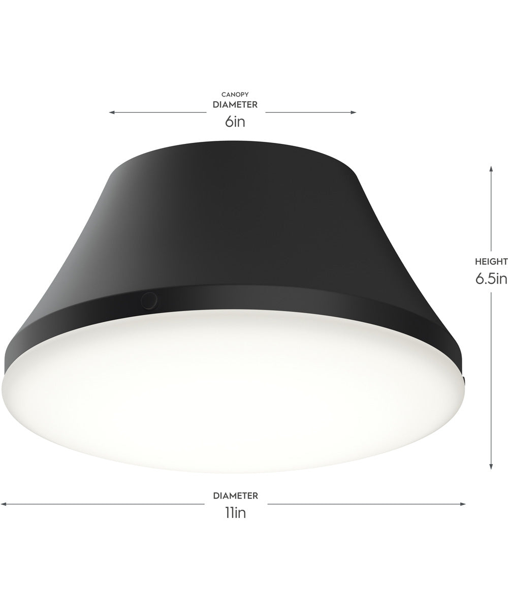 Avra Medium 2-Light Flush Mount with Etched White Glass Shade Matte Black
