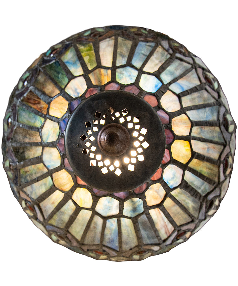 8" Wide Tiffany Jeweled Peacock Flush Mount