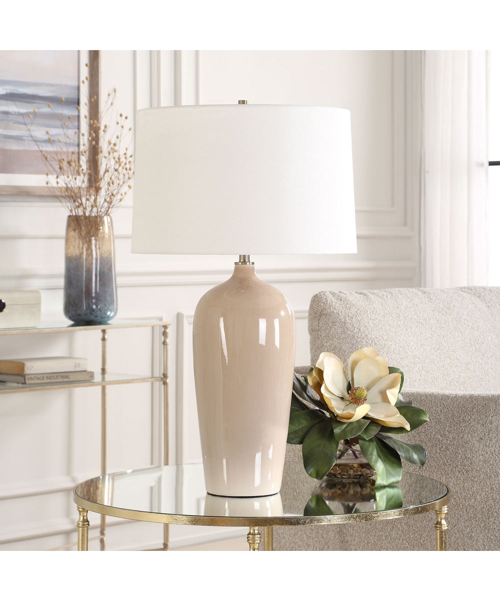 Ceramic Table Lamp with Crackled Gray Glaze