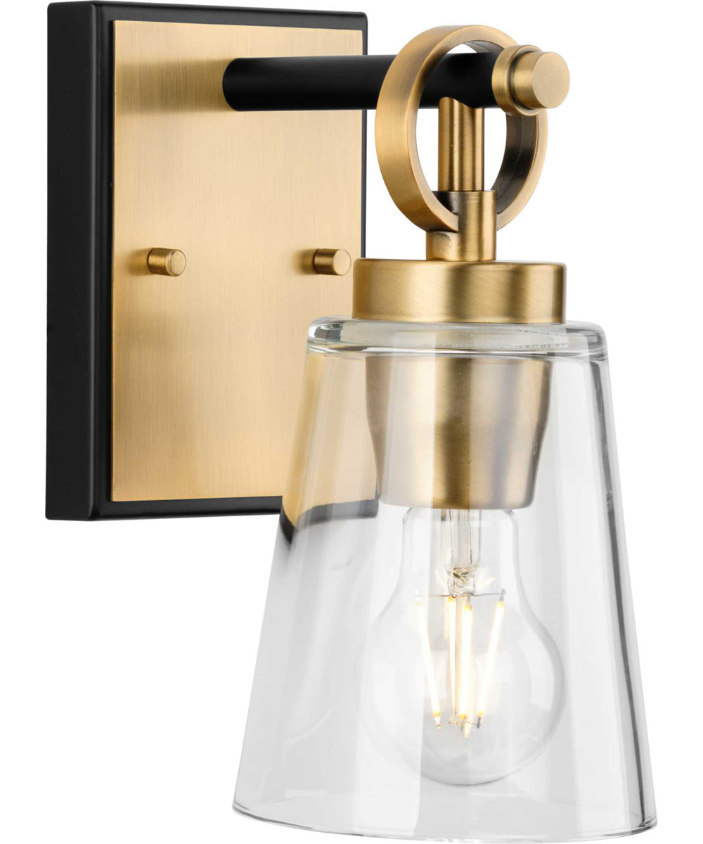 Cassell 1-Light Matte Black Luxe Industrial Bath & Vanity Light Vintage Brass