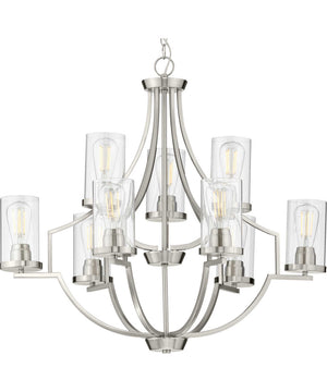 Lassiter 9-Light Clear Glass Modern Chandelier Light Brushed Nickel