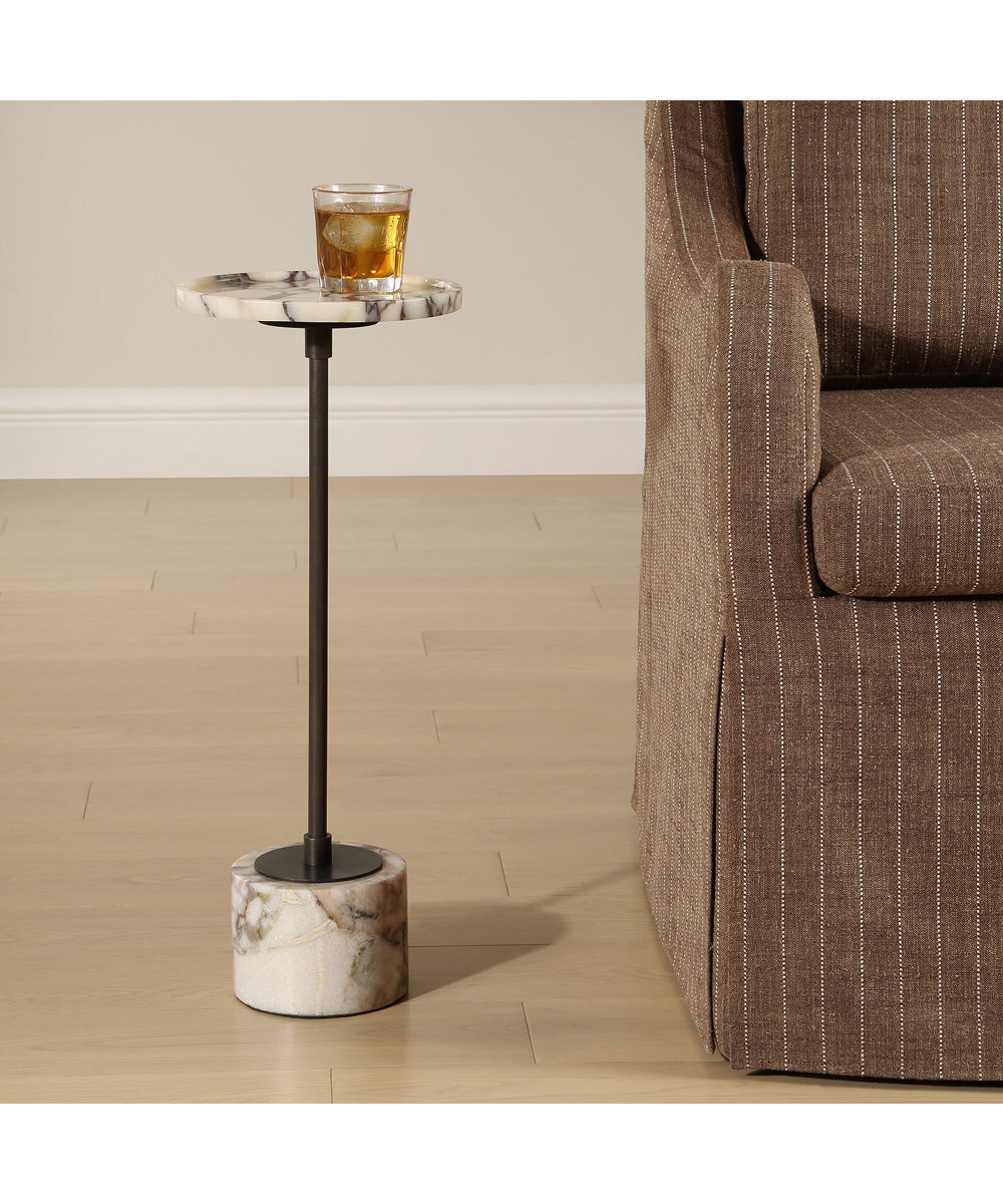 Brunson White Marble Drink Table