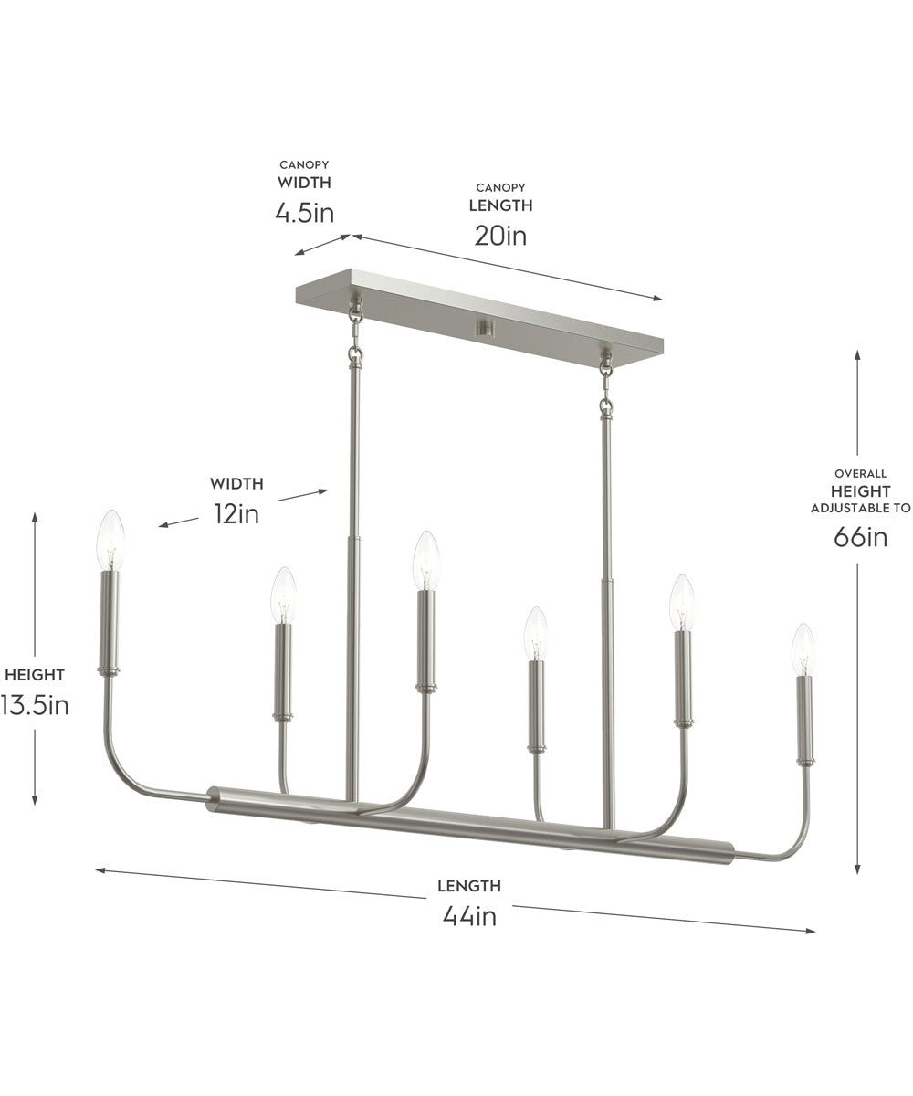 Reines 6-Light Linear Chandelier Brushed Nickel