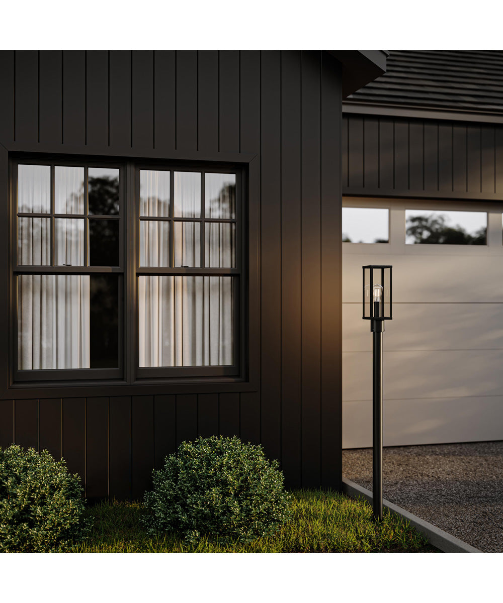 Ryle 1-Light Post Mount Lantern with Clear Glass Panels Matte Black