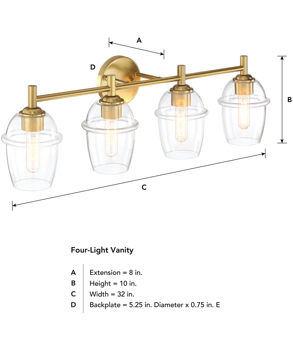 Summer Jazz 4 Light Vanity Brushed Gold