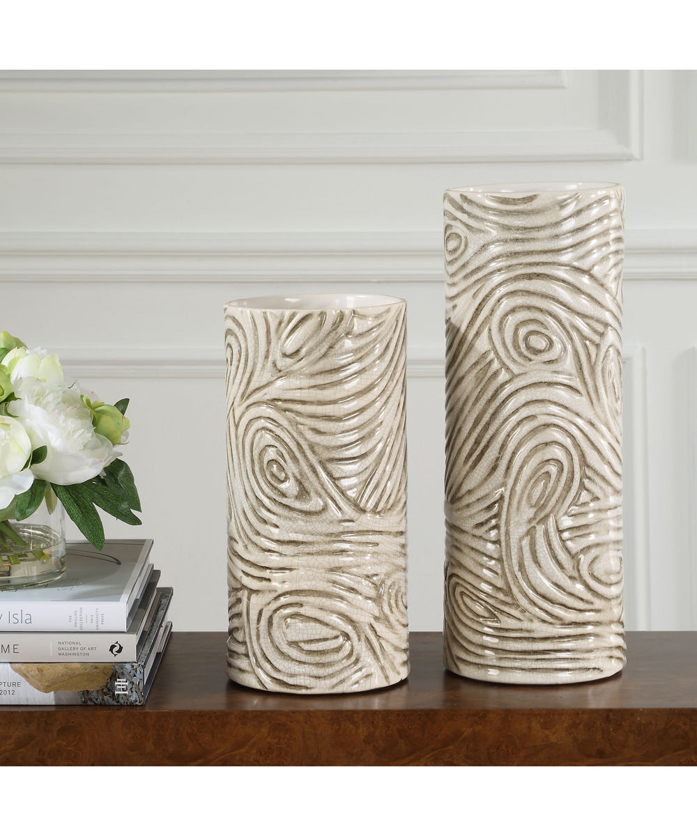 Timber Swirl Earth Tone Vases Set of 2