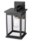 11"H Bowton II Outdoor Wall Light - Dusk to Dawn Matte Black Finish with Glass Shade by Millennium Lighting