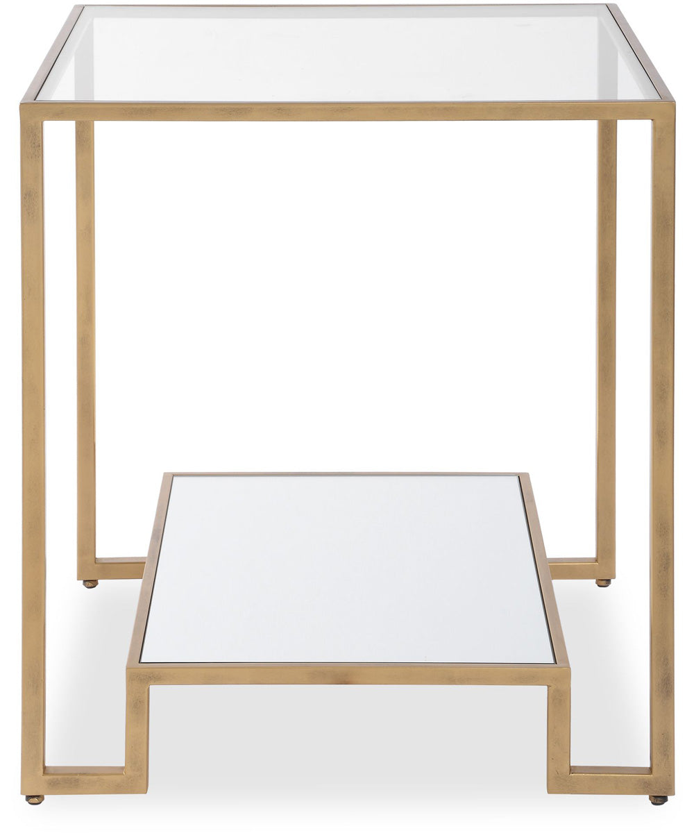 Accent Furniture with Tempeered Glass Top and Mirror Antique Gold