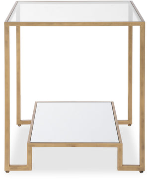 Accent Furniture with Tempeered Glass Top and Mirror Antique Gold