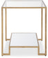 Accent Furniture with Tempeered Glass Top and Mirror Antique Gold