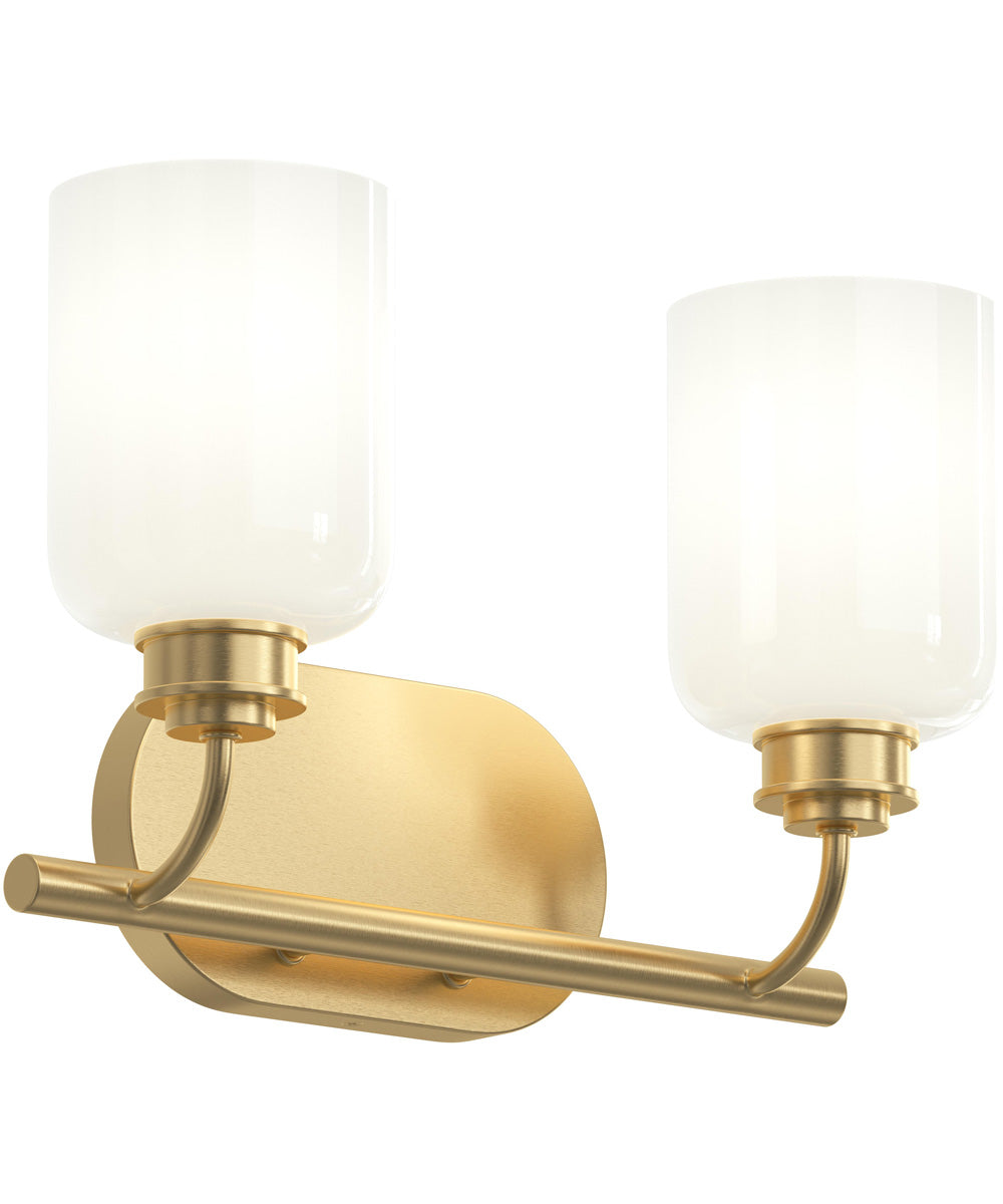 Reines 2-Light Bath Vanity with Opal Glass Shades Brushed Gold