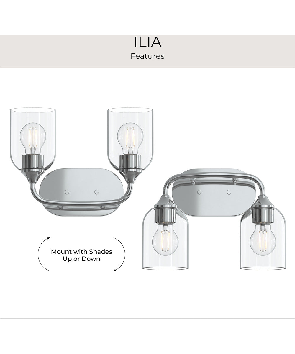 Ilia 2-Light Bath Vanity with Clear Glass Shade Polished Chrome