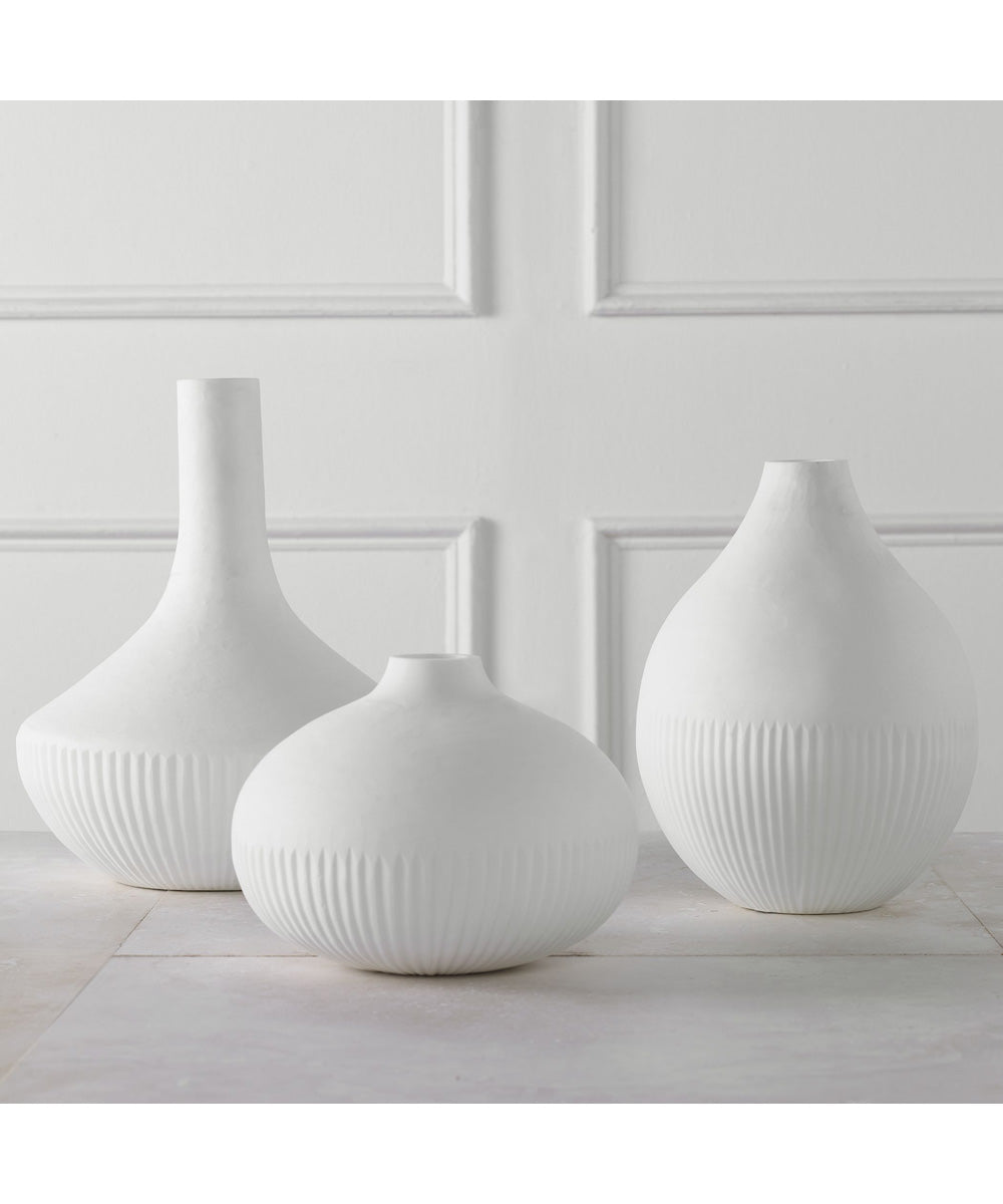 Apothecary Satin White Vases, Set of 3
