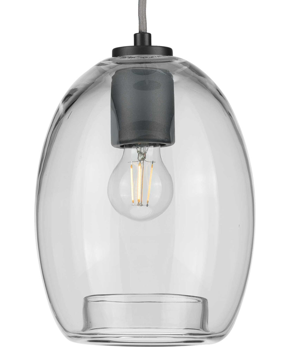Caisson 1-Light Clear Glass Global Pendant Light Graphite