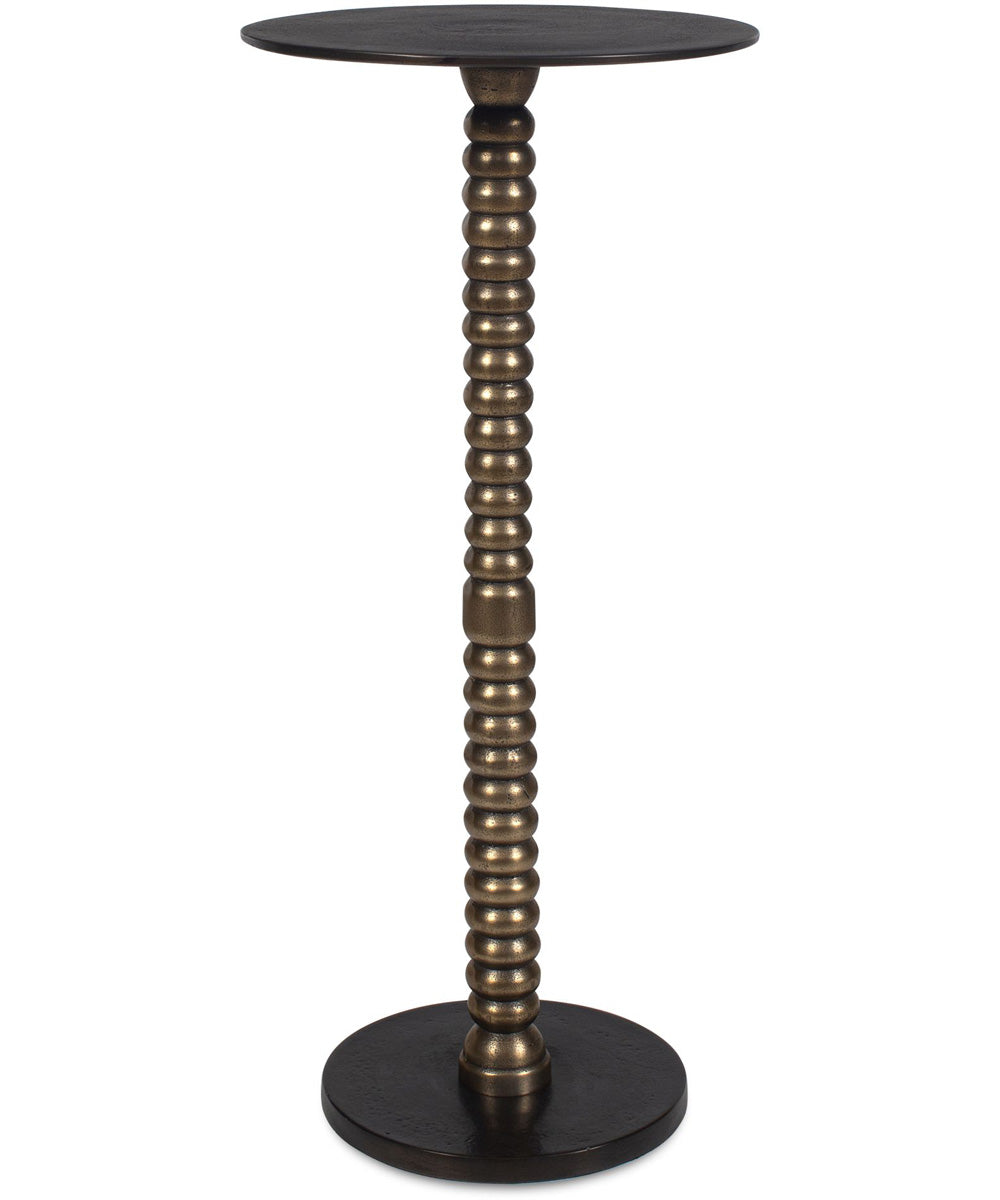 Accent Table with Stacked Pedestal in Dark Bronze and Antique Brass
