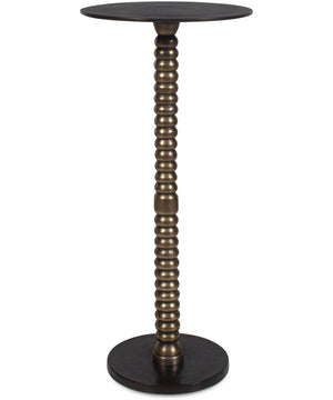 Accent Table with Stacked Pedestal in Dark Bronze and Antique Brass