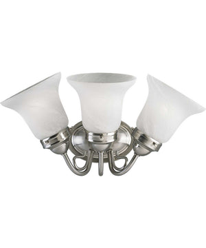 OPEN BOX Bedford 3-Light Etched Alabaster Glass Traditional Bath Vanity Light Brushed Nickel
