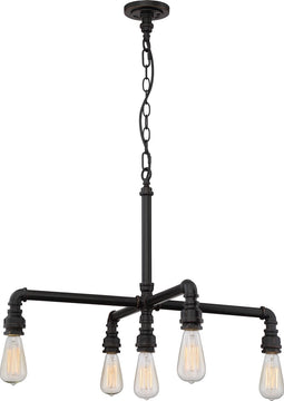 27"W Iron 5-Light Chandelier Industrial Bronze