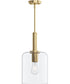 Reines 1-Light Pendant with Clear Glass Shade Brushed Gold