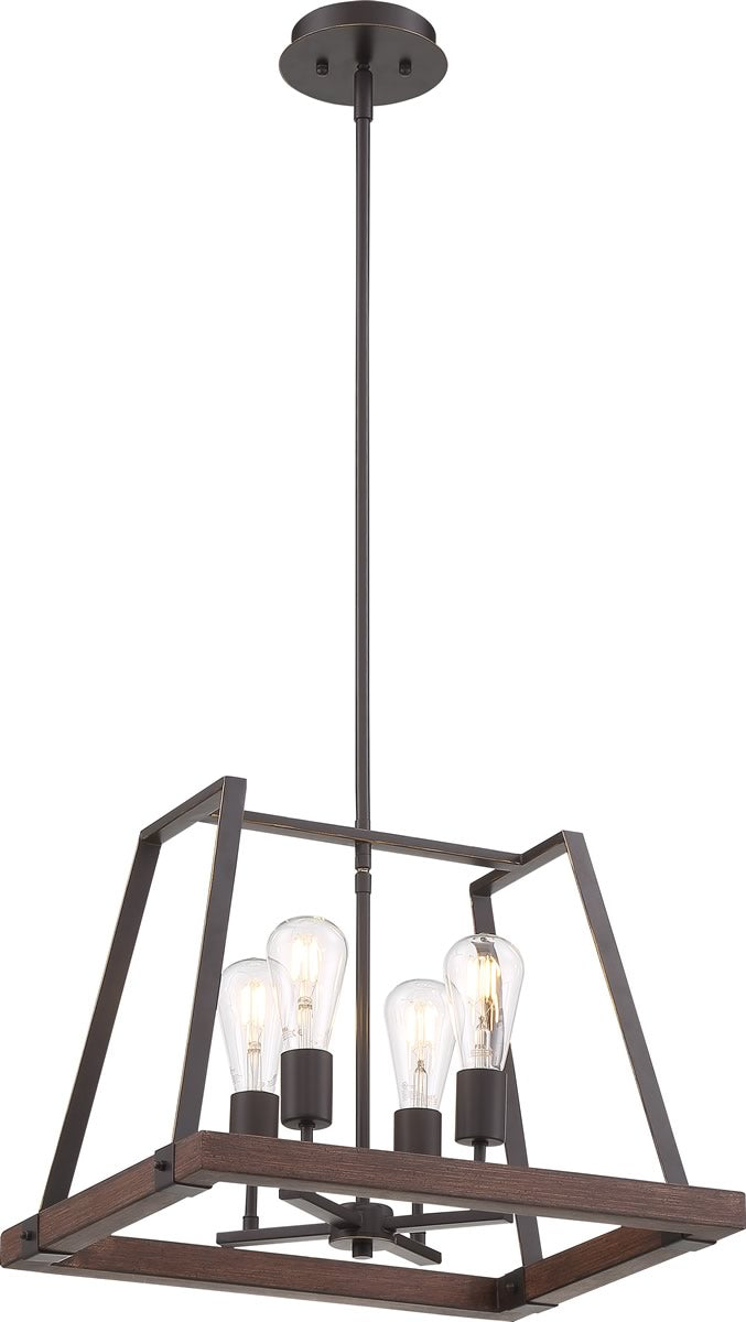 18"W Outrigger 4-Light Pendant Mahogany Bronze / Nutmeg Wood