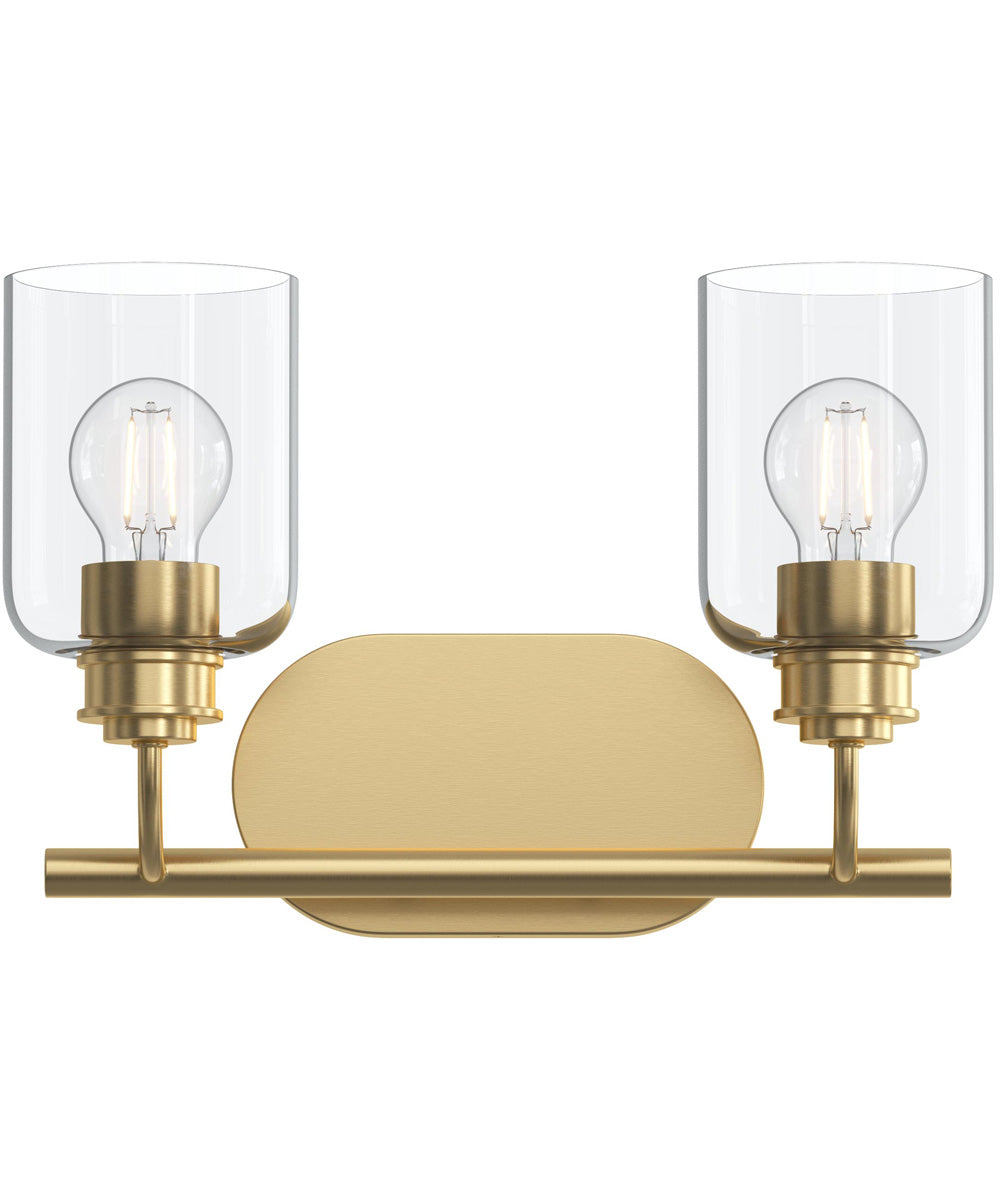 Reines 2-Light Bath Vanity with Clear Glass Shades Brushed Gold