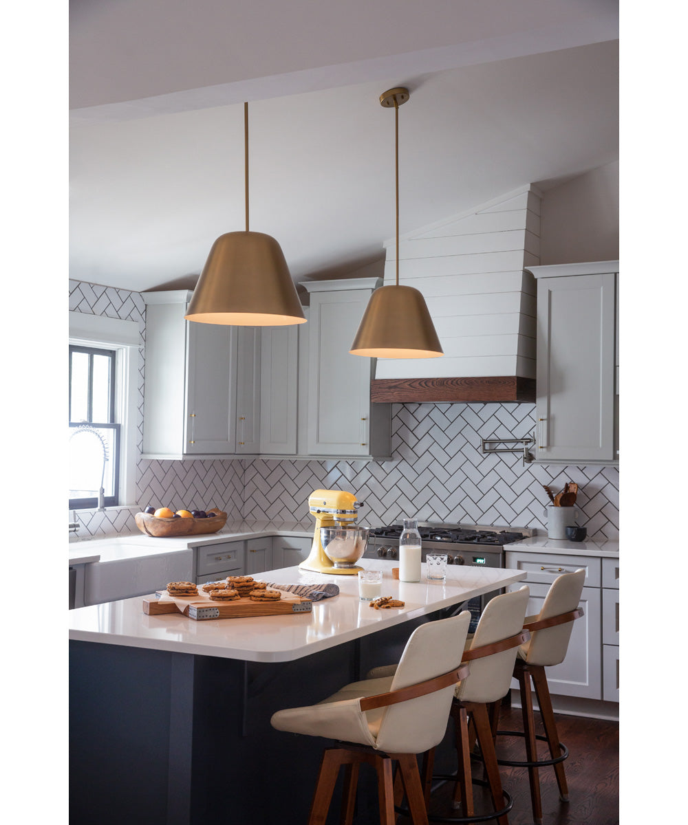 Madi 1-Light Large Pendant in Lacquered Brass