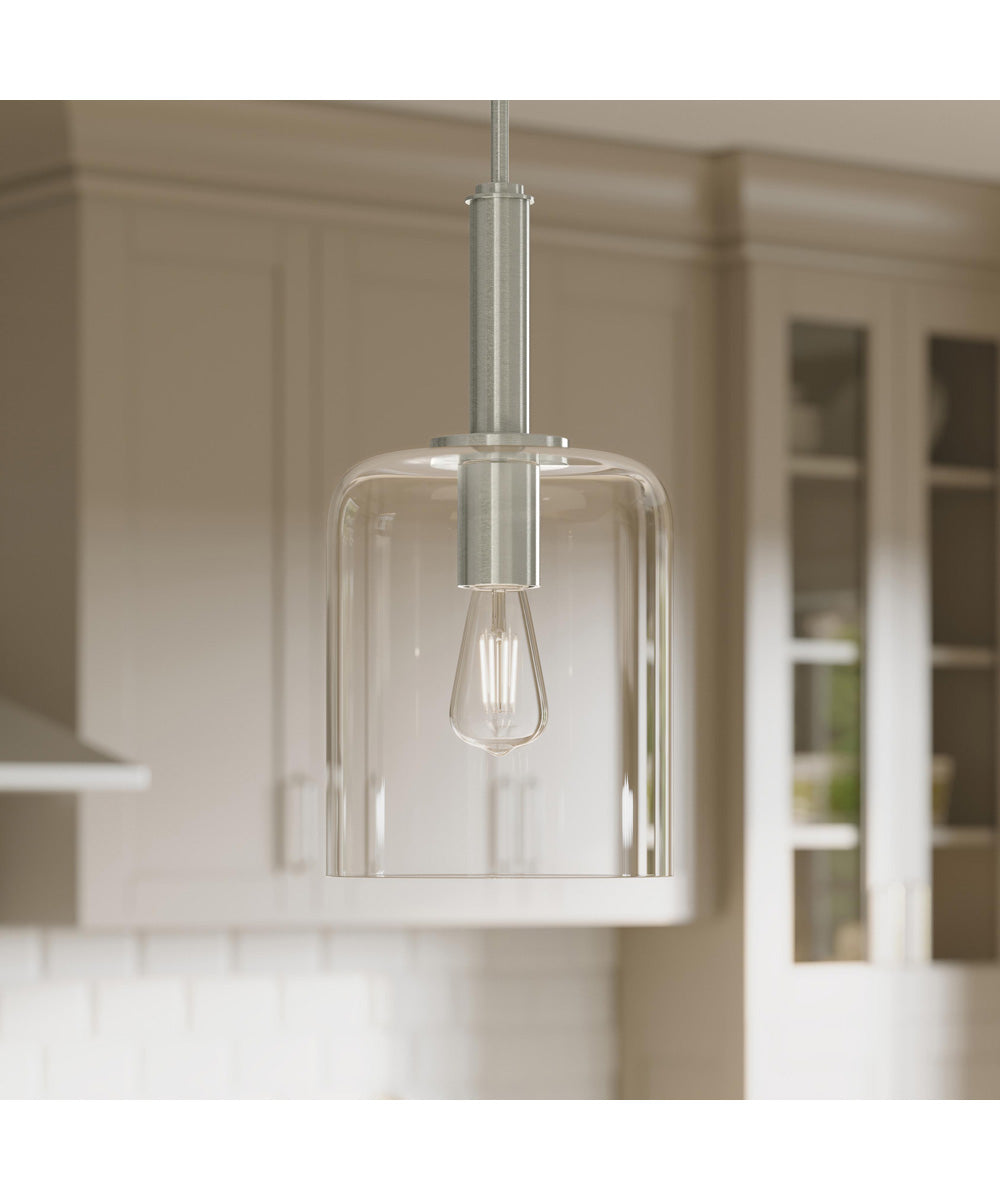 Reines 1-Light Pendant with Clear Glass Shade Brushed Nickel