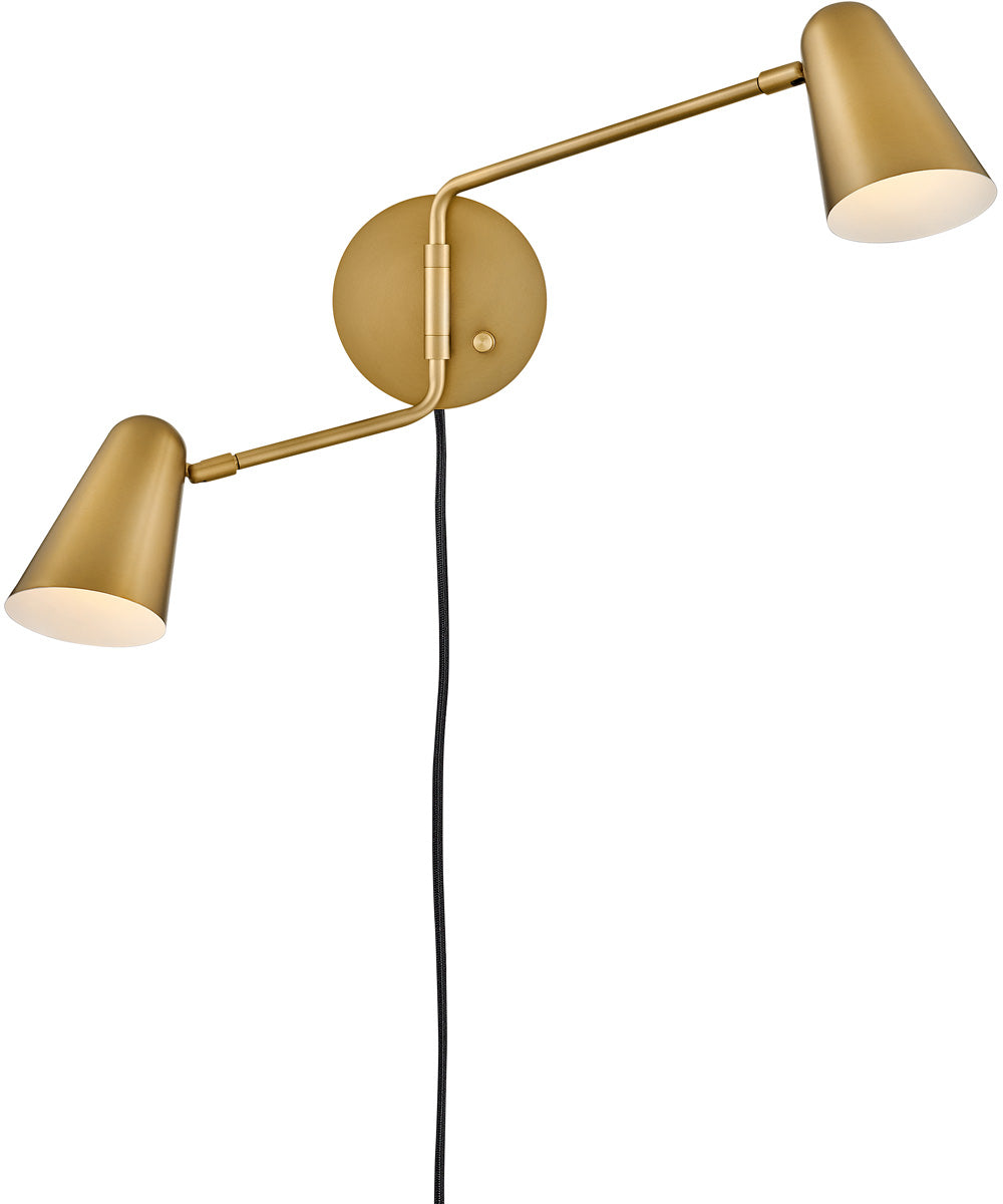 Birdie 2-Light Large Two Light Sconce in Lacquered Brass