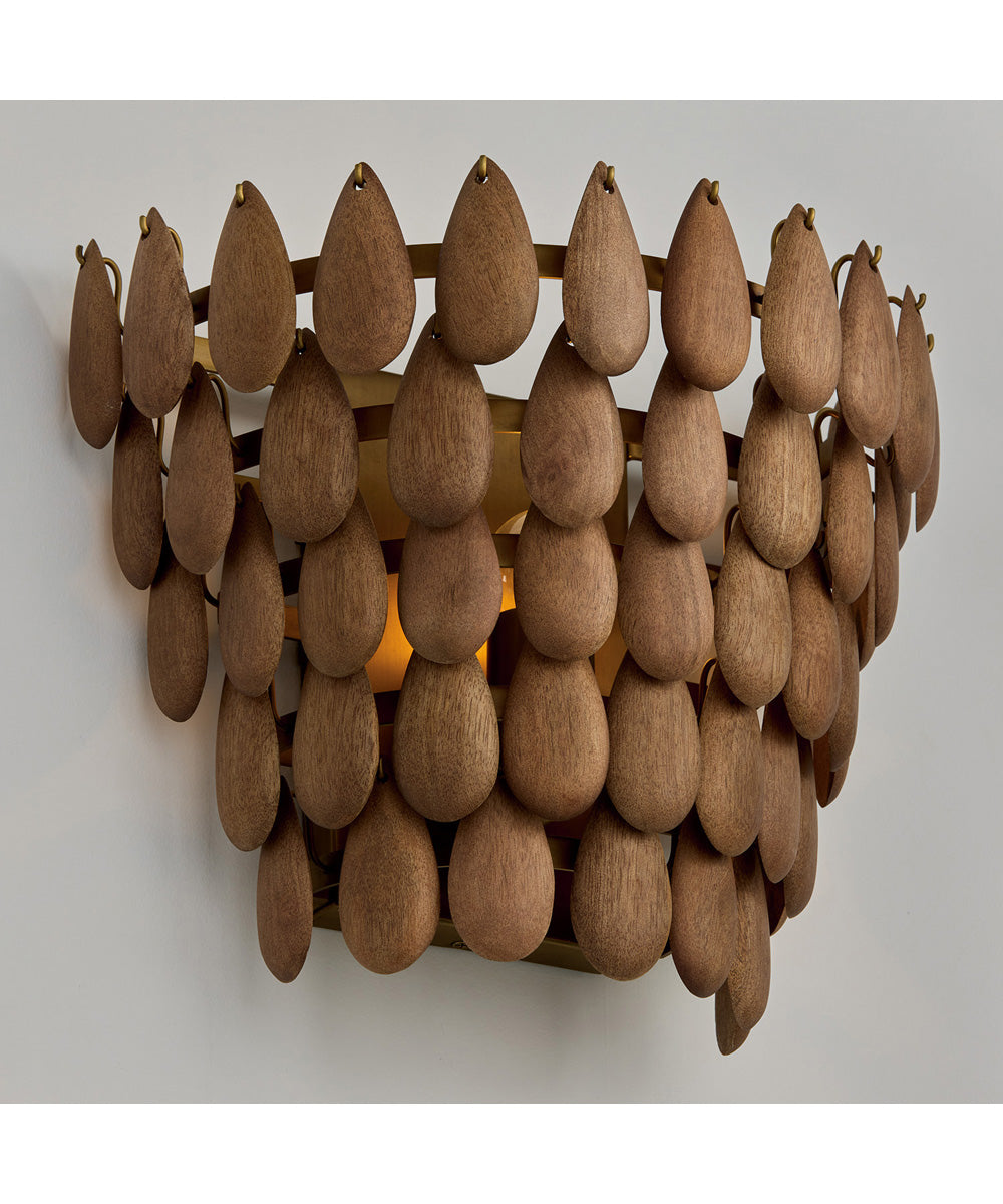 Ravi 1-Light Sconce Light Wood and Patinaed Brass