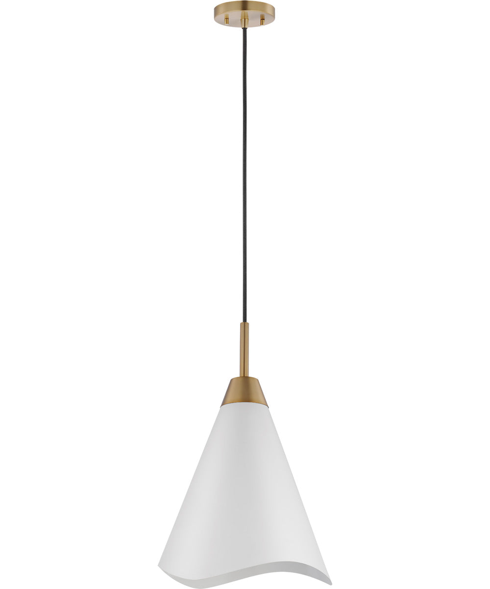 Tango 1-Light Pendant Matte White / Burnished Brass