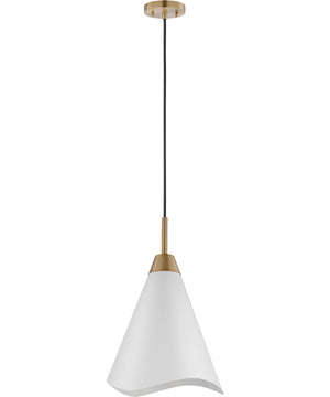 Tango 1-Light Pendant Matte White / Burnished Brass