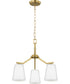 Vertex 3-Light Etched White Convertible Chandelier Brushed Gold
