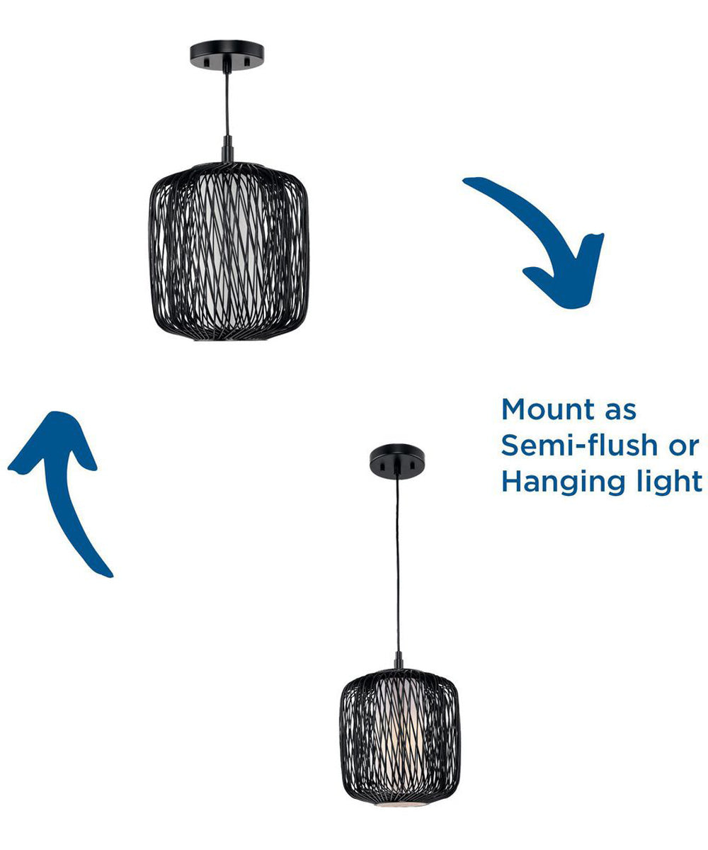 Cordova 1-Light Mini-Pendant Black Rattan