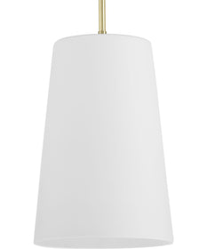 Clarion 1-Light Etched White Pendant P500430 Satin Brass