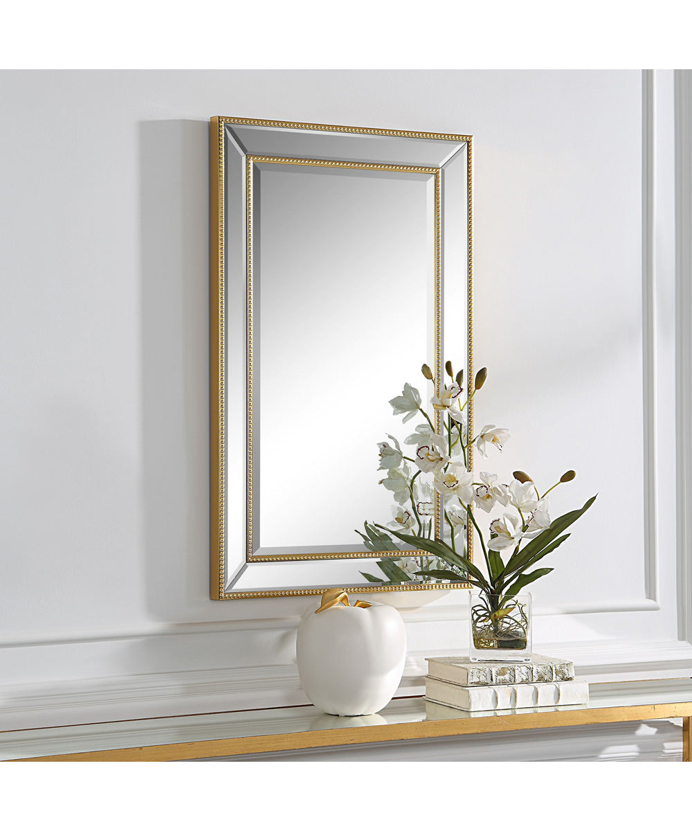 20x32" Wall Mirror Beveled with Gold Beading