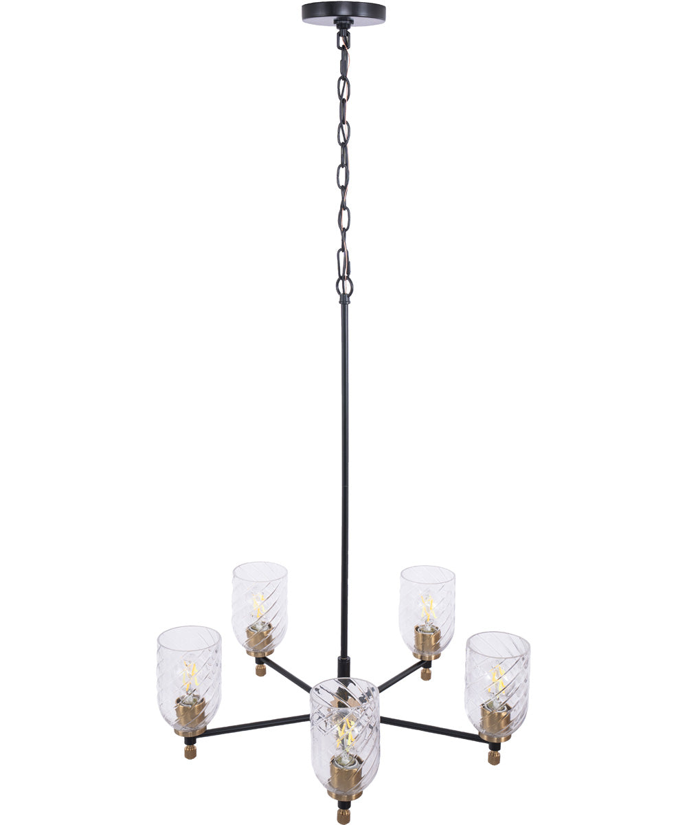 Council 5-Light Lighting Flat Black/Satin Brass