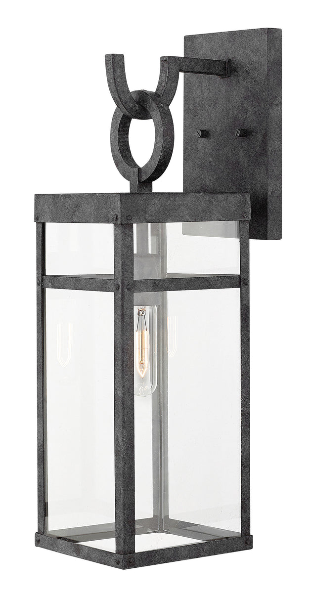 22"H Porter 1-Light Medium Outdoor Wall Light in Aged Zinc