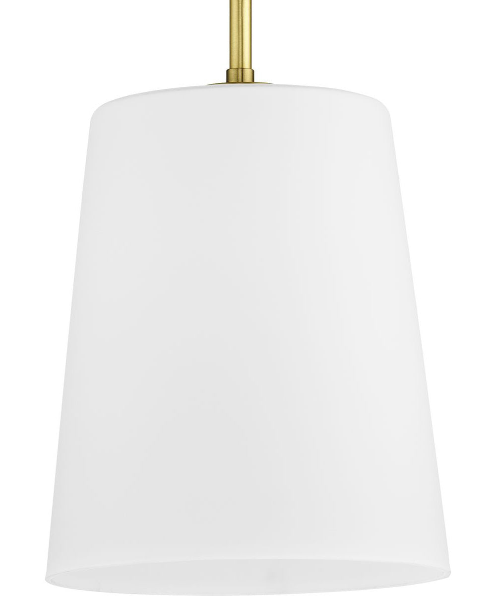 Clarion 1-Light Etched White Pendant P500429 Satin Brass