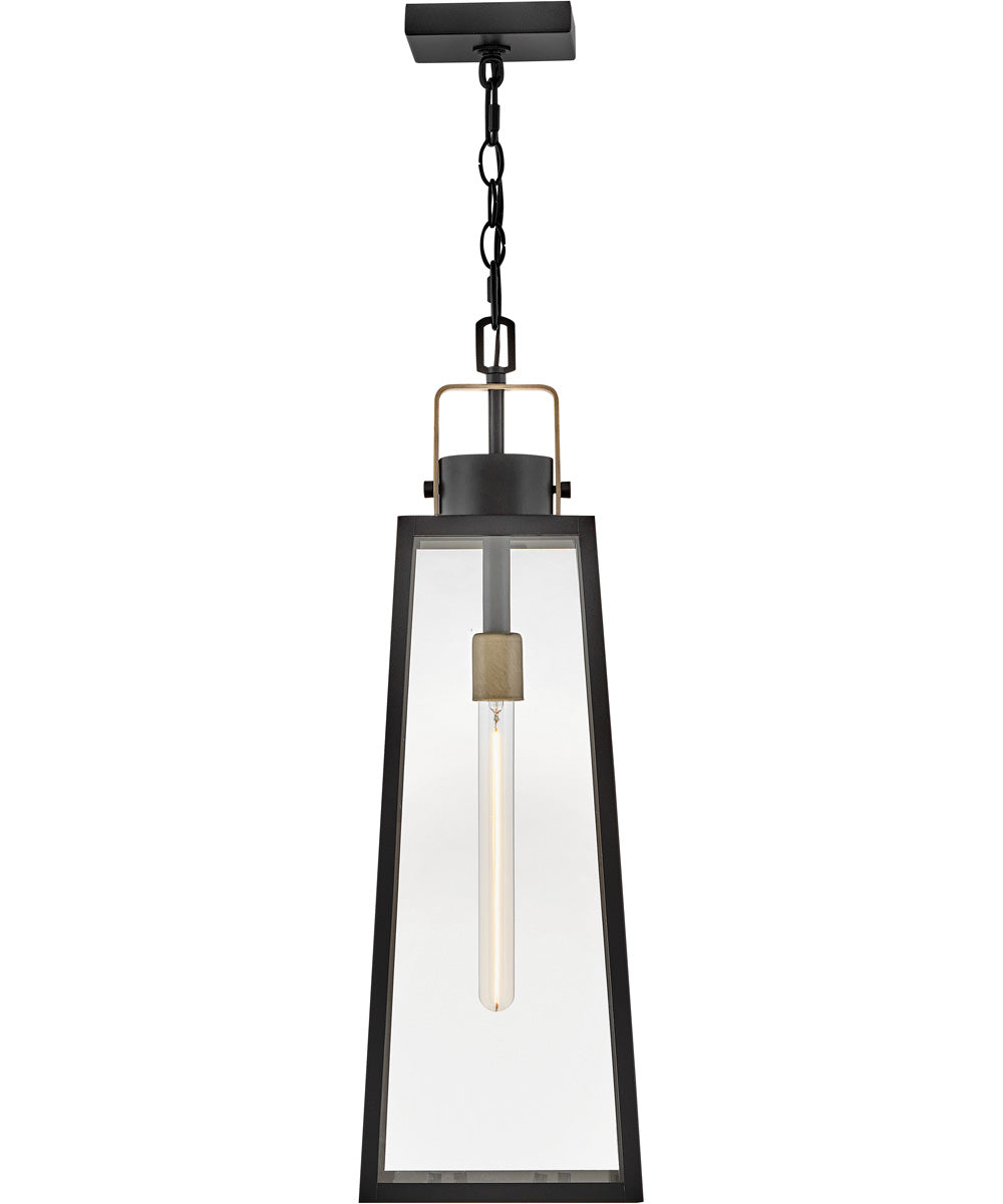 Hugh 1-Light Large Hanging Lantern in Black