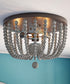 Dumas 16"W 3-Light Golden Bronze Finish Distressed Gray Wood Bead Flushmount by KenroyHome