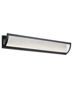 Roone 34"W 1-Light LED  Vanity Bath Light Matte Black Finish, Clear Ribbed Shade by Kichler