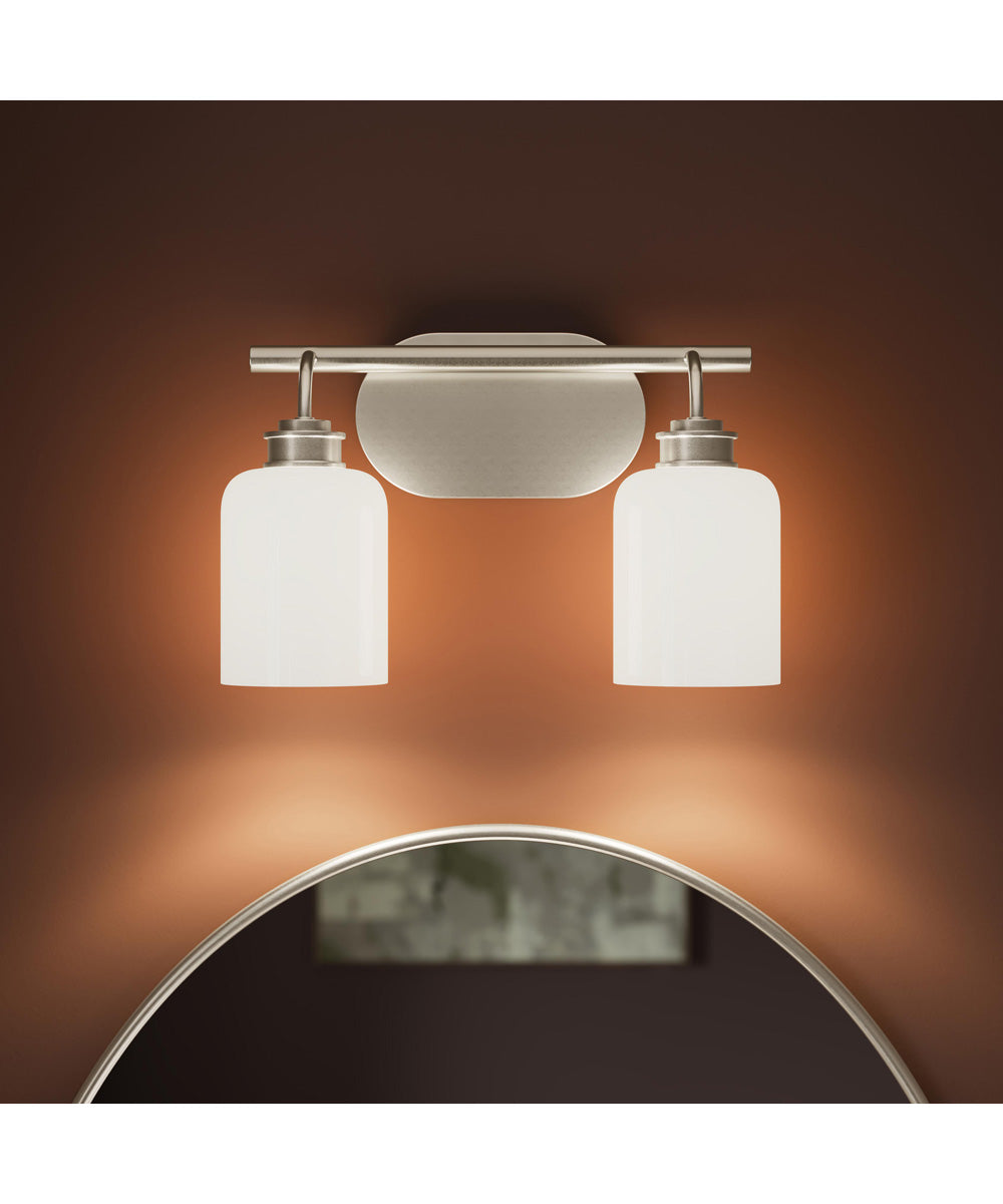 Reines 2-Light Bath Vanity with Opal Glass Shades Brushed Nickel